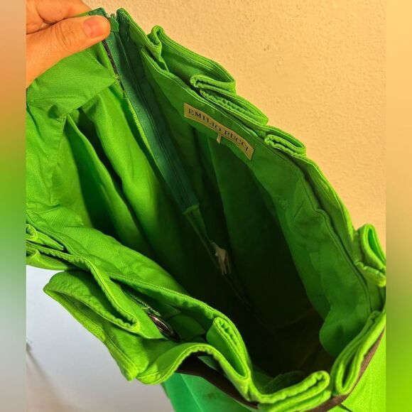 Emilio Pucci ladies midi skirt Kelly green black 8 pleated elegant modest - Picture 11 of 16